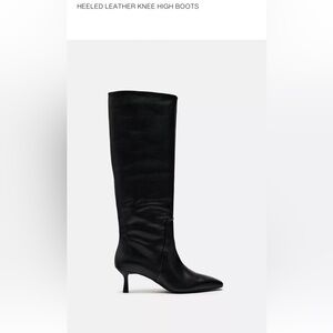 Zara Black Leather knee high boots